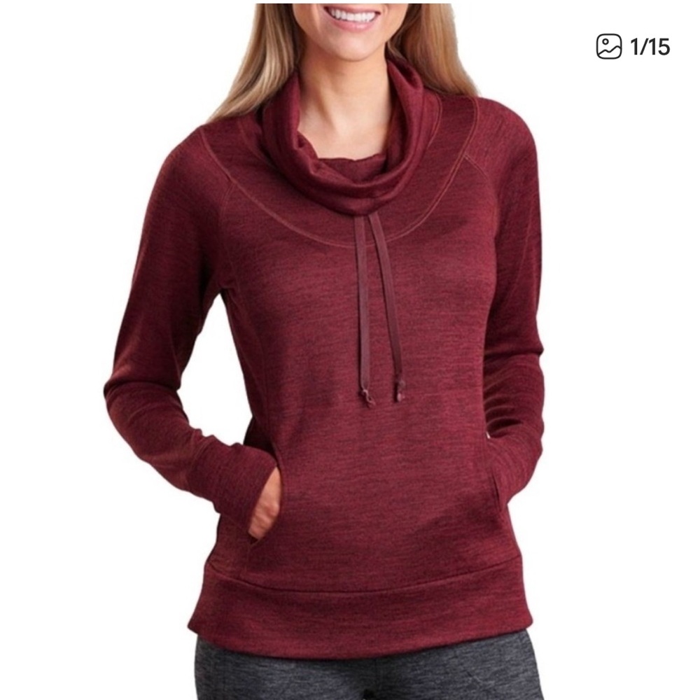 Kuhl Lea Mockneck Cowl Pullover Sweater Rosewood Maroon